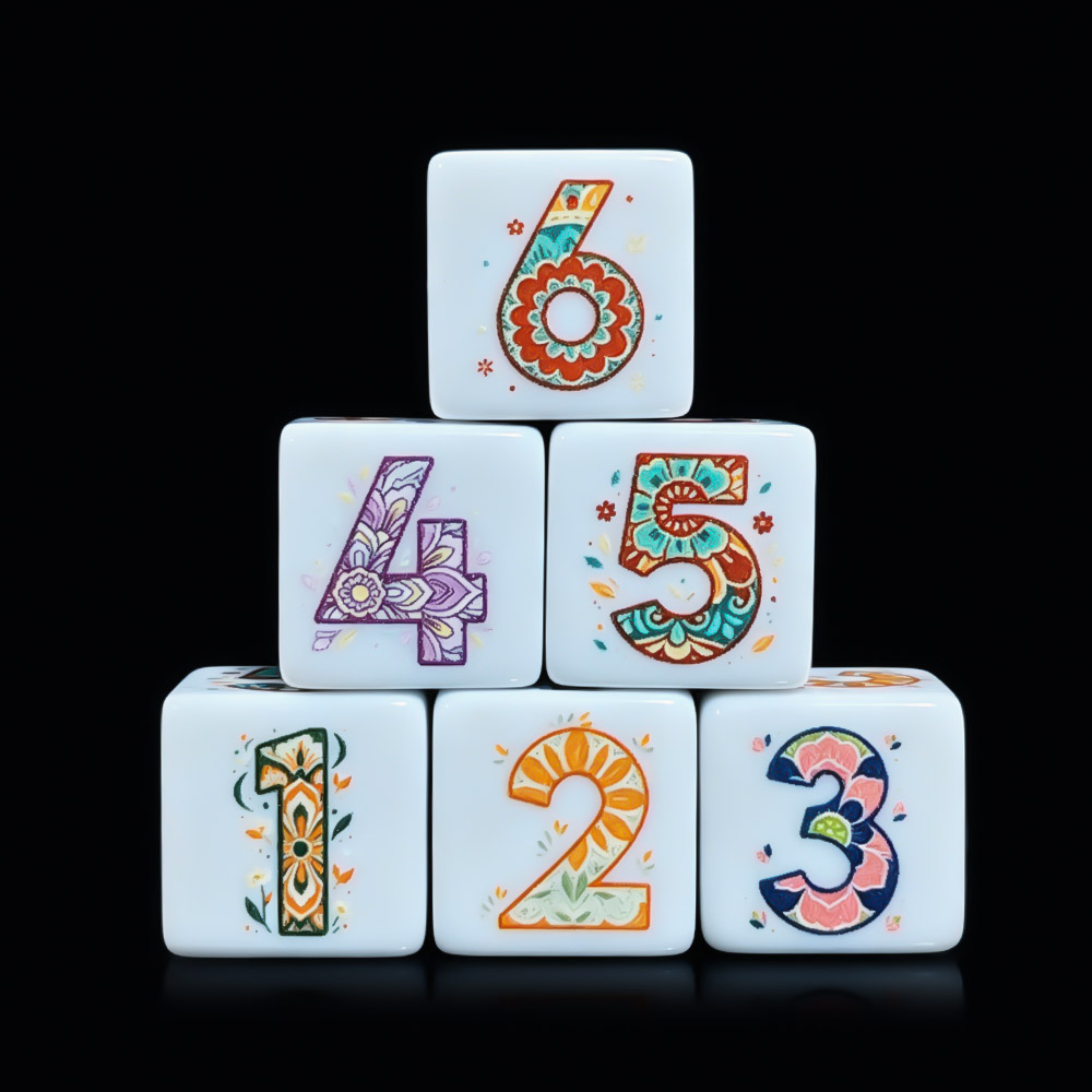 Party Games App - 12Pcs Printed Mandala Floral D6 Dice