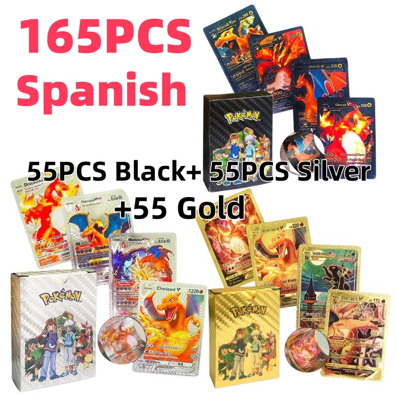 55PCS Pokemon Cards Vmax GX Go - Party Games In Spanish recension och pris